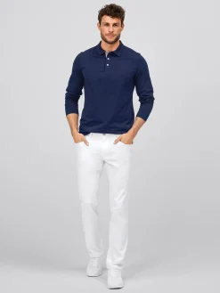 Langarmshirt ALGIER mit Kragen, Single Jersey