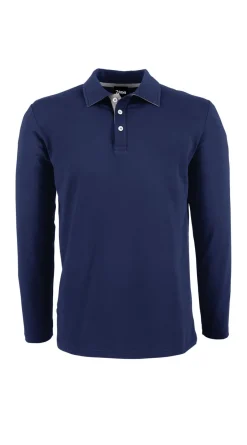 Langarmshirt ALGIER mit Kragen, Single Jersey